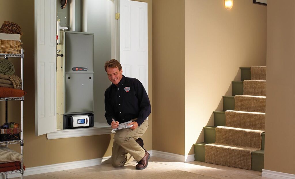trane tech installing new furnace
