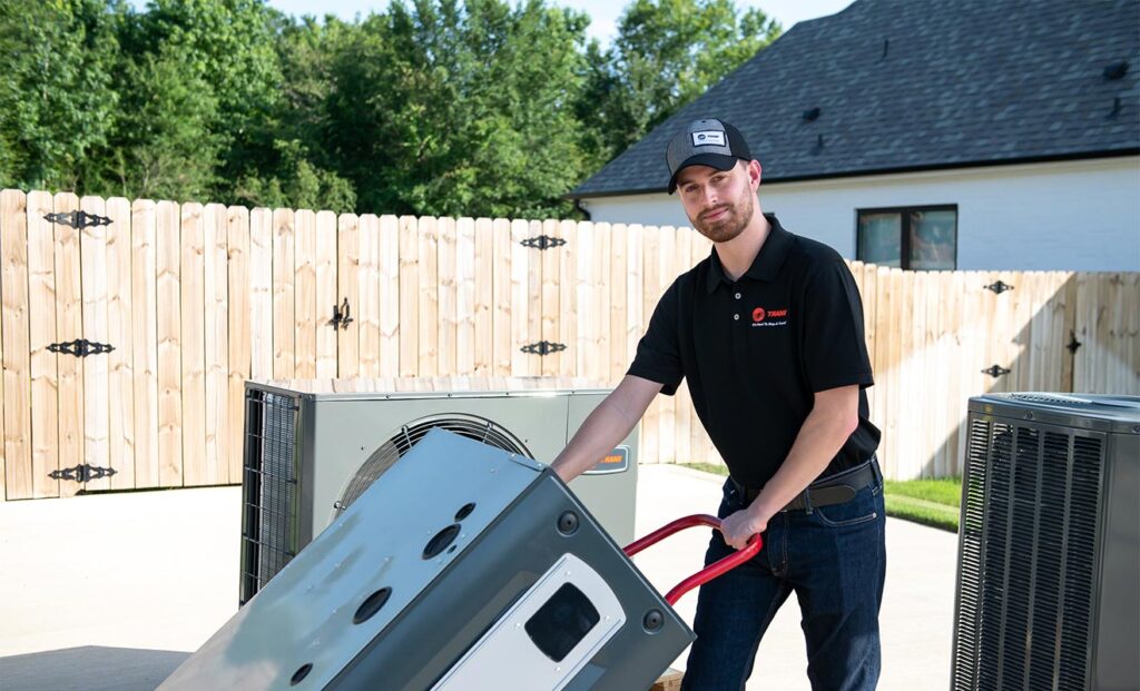 trane tech wheeling in a new furnace